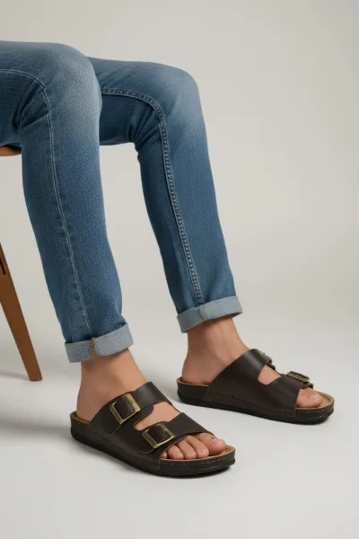 Mule Homme Double Ceintures Confortable et Tendance en Tunisie
