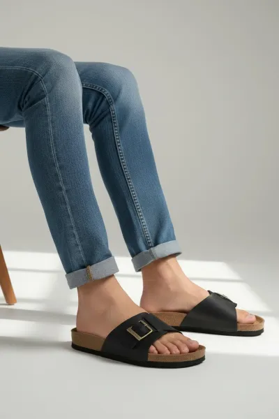 Mule Homme en Cuir avec Ceinture Tendance en Tunisie