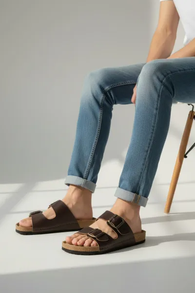 Mule Homme Double Ceintures Tendance et Confortable en Tunisie