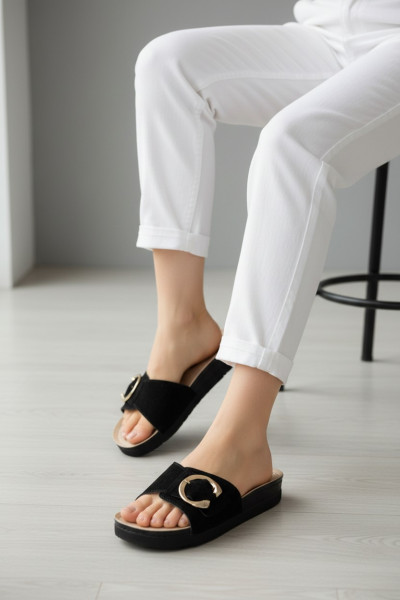 Mule Femme avec Ceinture Latérale et Semelle Cuir en Tunisie