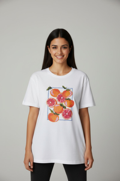 T-shirt Femme Motif Citron Tendance en Tunisie