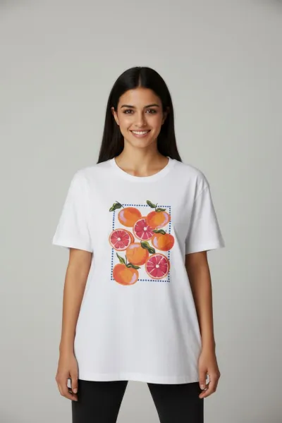 T-shirt Femme Motif Citron Tendance en Tunisie