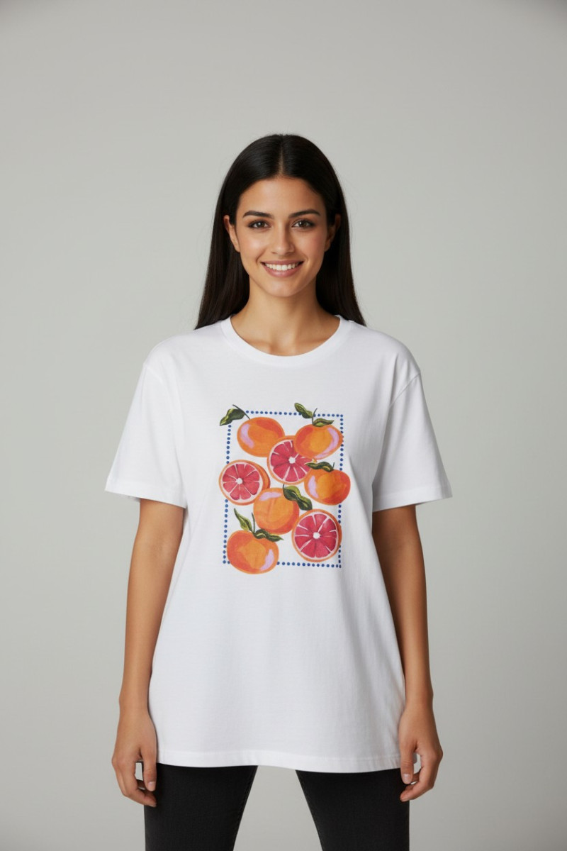 T-shirt Femme Motif Citron Tendance en Tunisie