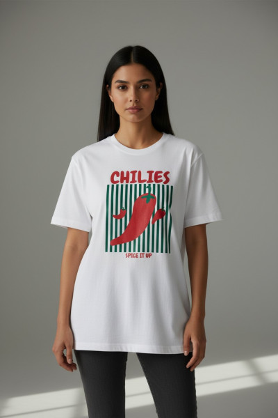 T-shirt Femme Motif Chiles Tendance en Tunisie