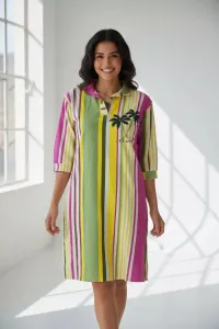 Blouza Dame Rayée Col Chemise Motif Palmier | Vente en Tunisie