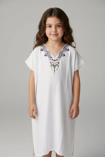 Jebba Fillette à Broderies Traditionnelles | Élégance Enfant Tunisie