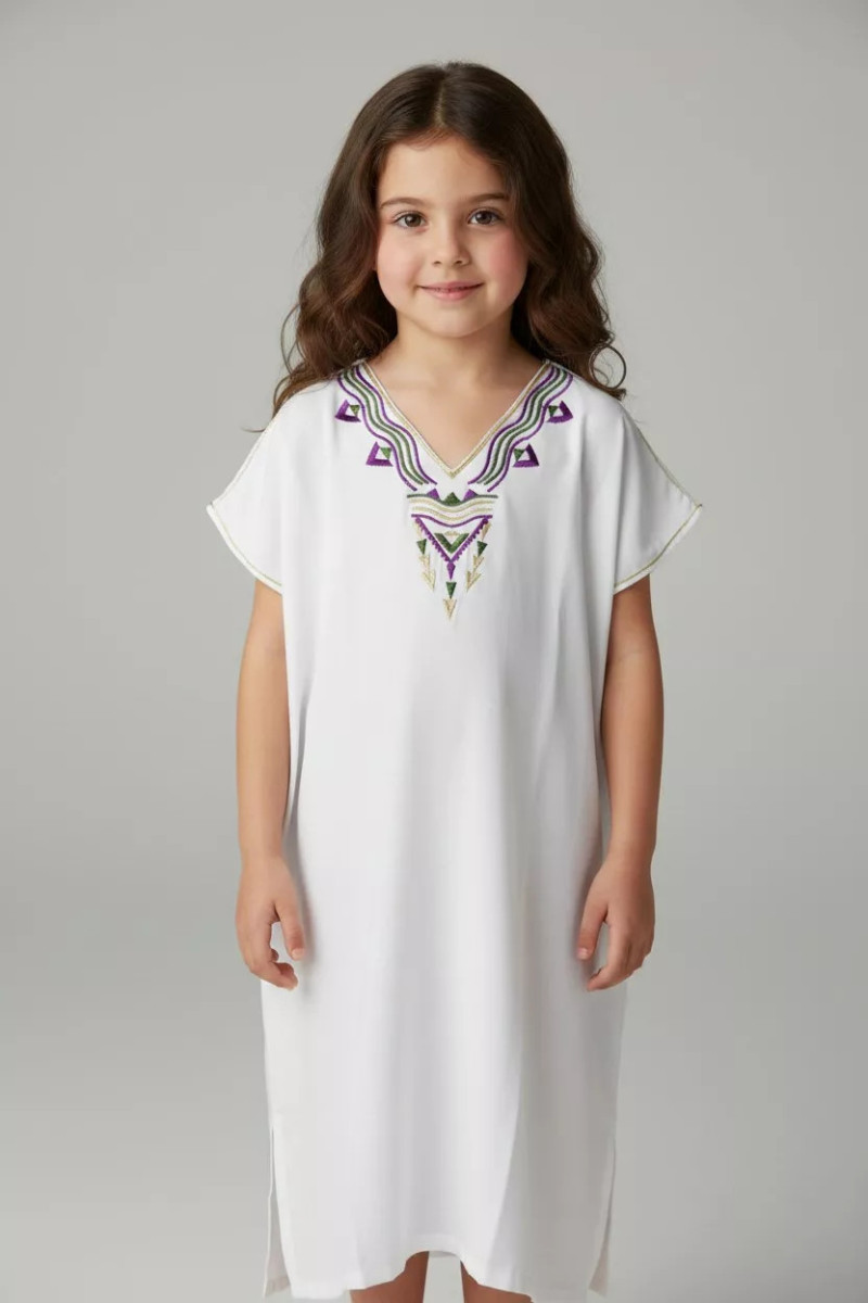 Jebba Fillette à Broderies Traditionnelles | Élégance Enfant Tunisie