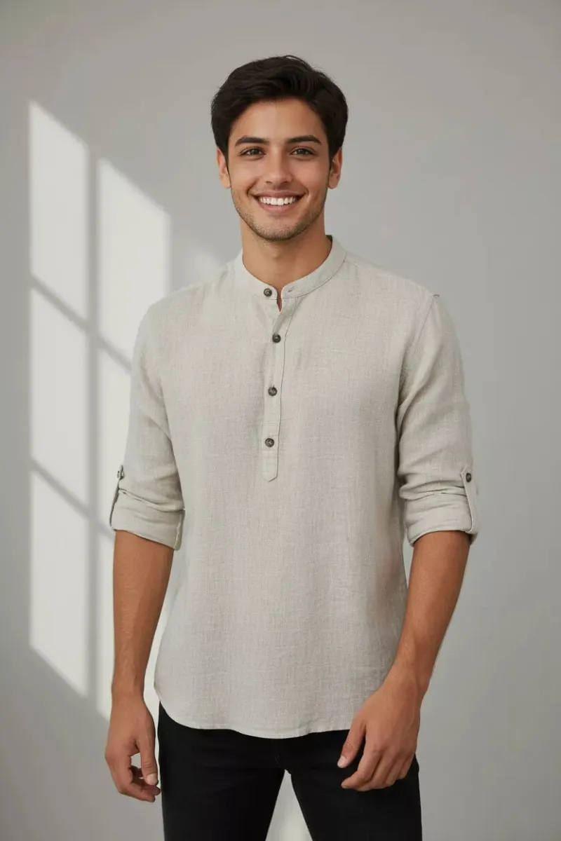 Chemise Homme KAMRAYA Col Chinois en Tunisie | Élégance Moderne