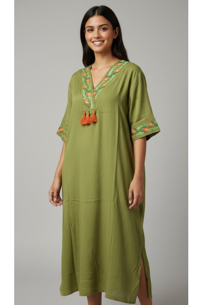 Jebba Femme Mi-Longue Brodée | Mode Traditionnelle Chic Tunisie