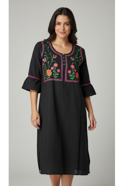 Jebba Dame Mi-Longue à Fleurs | Mode Femme Tunisie