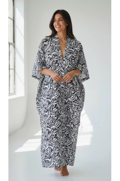 Jebba Longue Imprimée pour Femme | Mode Tunisienne & Confort