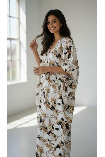 Jebba Longue Imprimée pour Femme | Mode Tunisienne & Confort