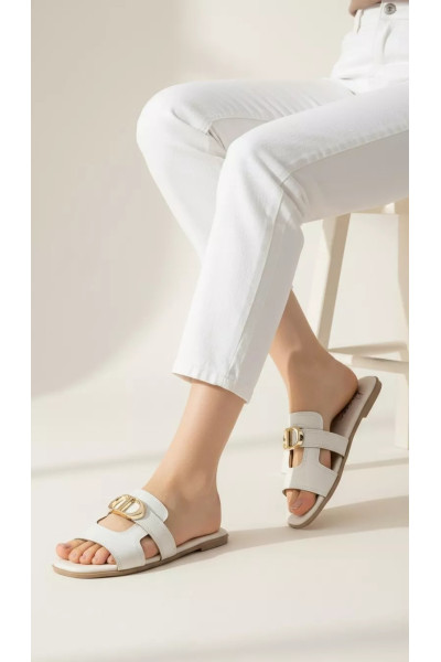 Mules Plates Haut de Gamme avec Boucle Monogramme | Tunisie