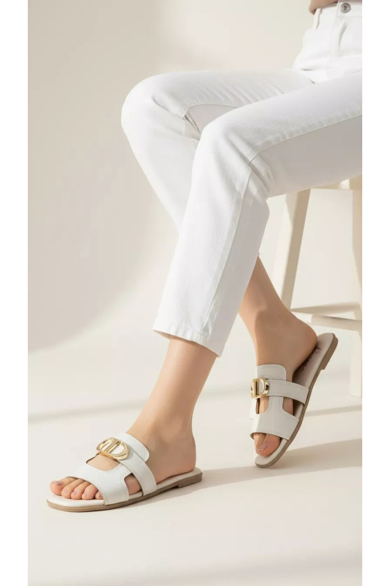 Mules Plates Haut de Gamme avec Boucle Monogramme | Tunisie