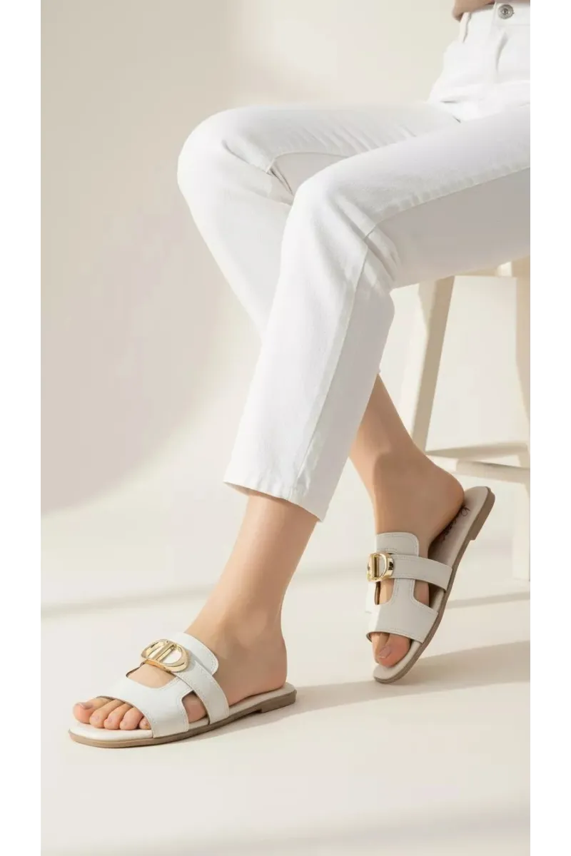 Mules Plates Haut de Gamme avec Boucle Monogramme | Tunisie