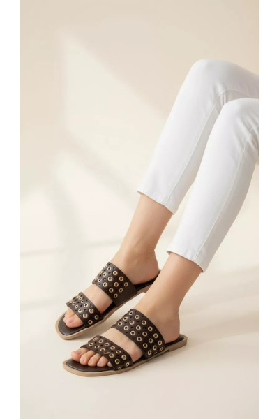 Mules Plates pour Femme à Doubles Brides et Œillets | Tunisie