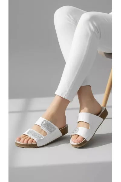 Mules pour Femme à Doubles Bandes avec Paillettes Brillantes | Tunisie