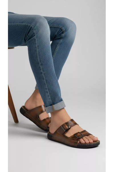 Mules pour Homme à Double Ceinture et Boucles Ajustables | Tunisie