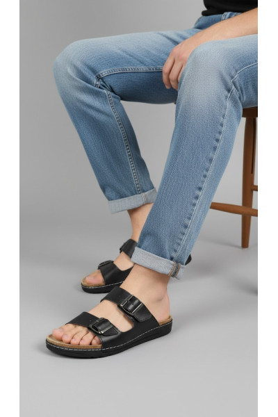 Mules pour Homme à Double Ceinture et Boucles Ajustables | Tunisie