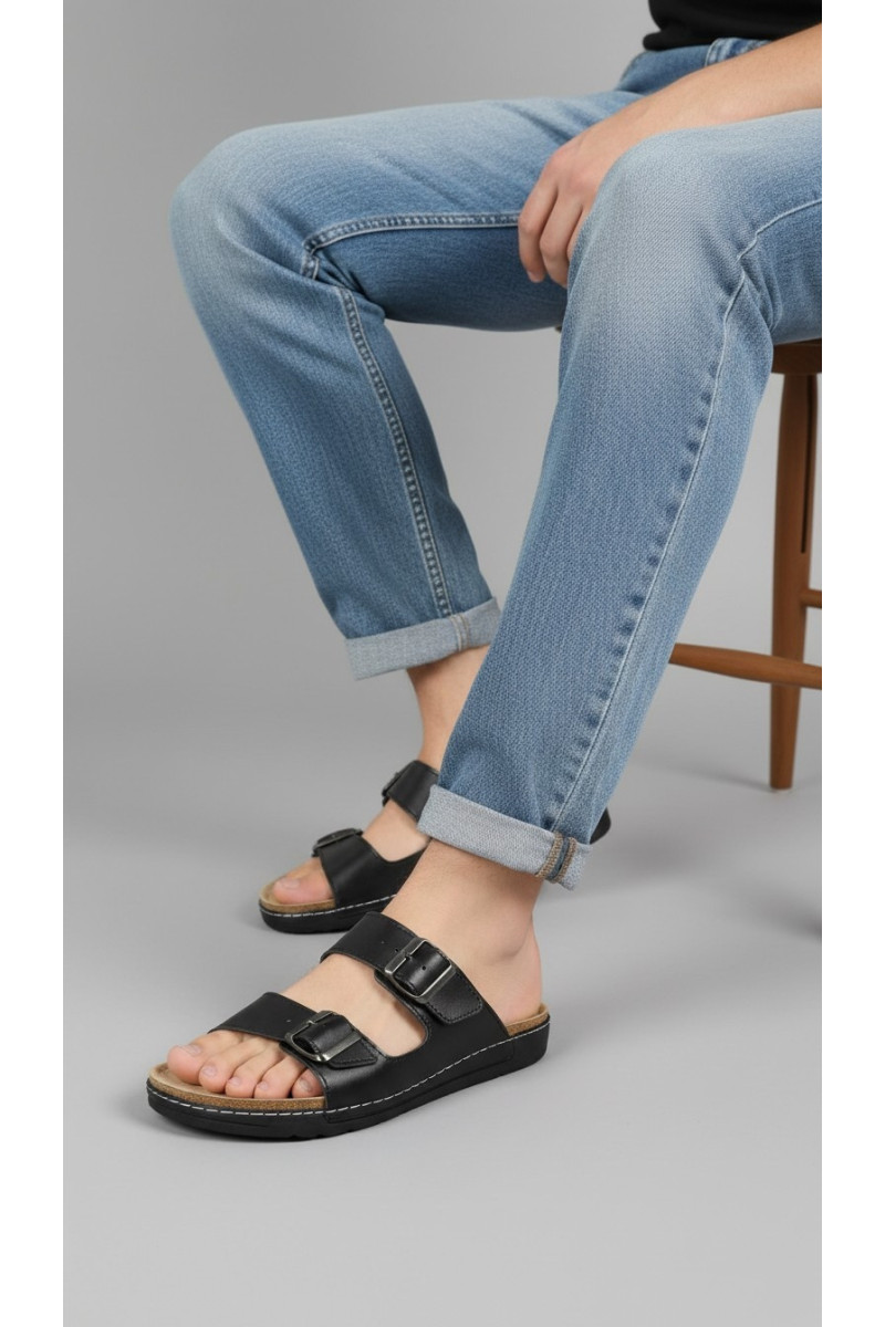 Mules pour Homme à Double Ceinture et Boucles Ajustables | Tunisie