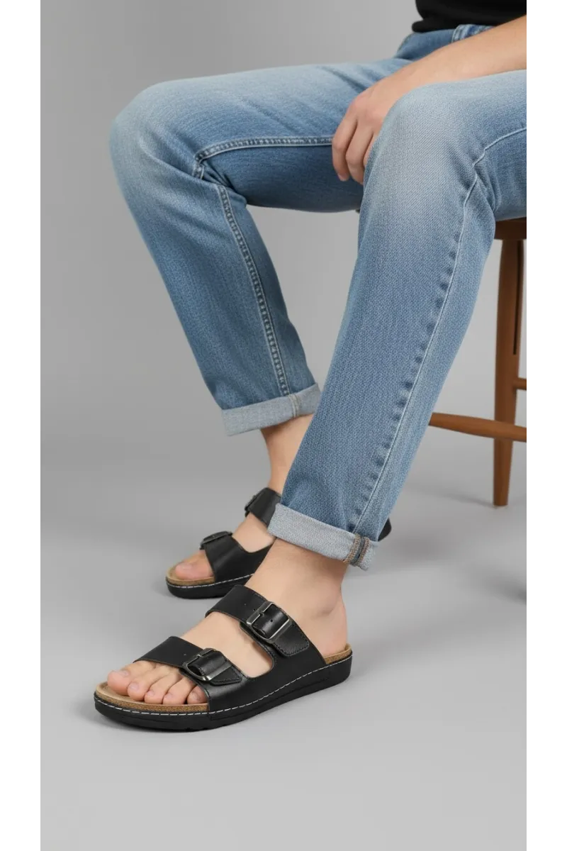 Mules pour Homme à Double Ceinture et Boucles Ajustables | Tunisie