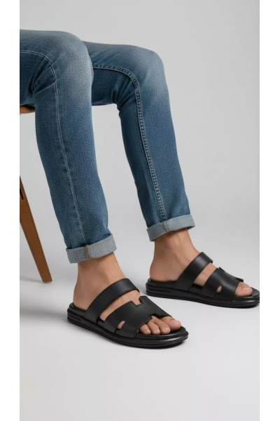 Mules pour Homme à Double Bride et Découpe Graphique | Tunisie