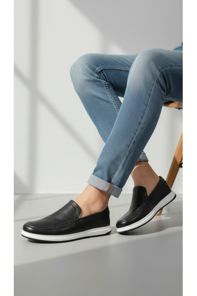 Chaussures Slip-on Homme au Fini Grainé à Semelle Basket | Tunisie