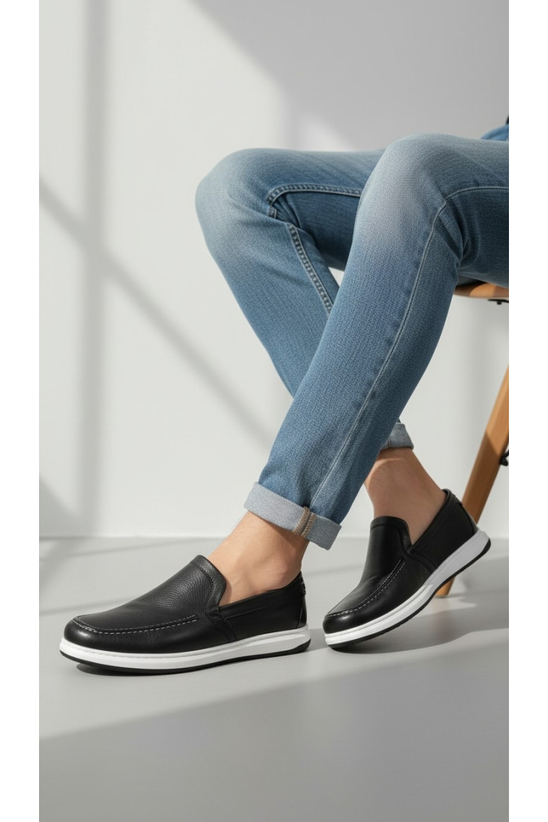 Chaussures Slip-on Homme au Fini Grainé à Semelle Basket | Tunisie