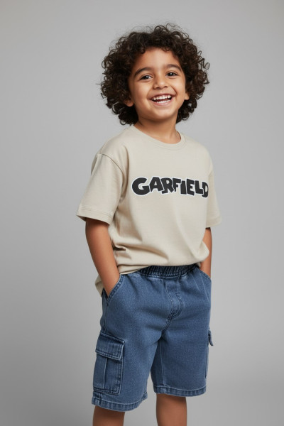 Ensemble Garçon Garfield T-shirt & Short Jean | Mode Enfant Tunisie
