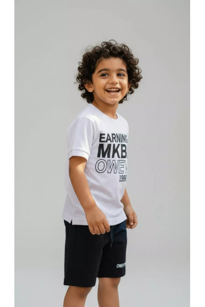 Ensemble Été Garçon Streetwear - T-shirt Imprimé & Bermuda | Tunisie