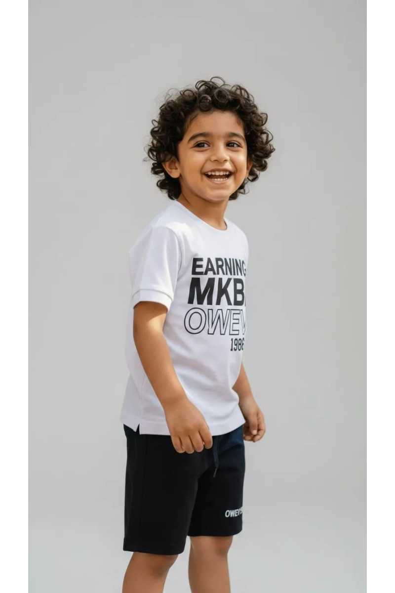Ensemble Été Garçon Streetwear - T-shirt Imprimé & Bermuda | Tunisie