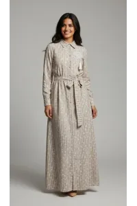 Robe Chemise Longue Rayée à Motif Fleurs & Broderie | Tunisie