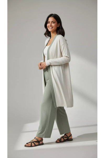 Ensemble Coordonné 2 Pièces Femme - Gilet Long & Pantalon Fluide | Tunisie