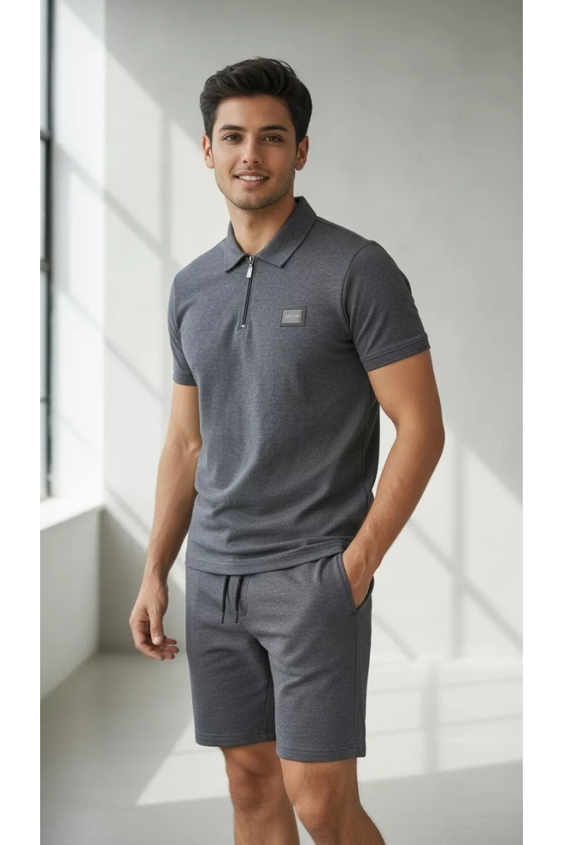 Ensemble Homme Casual : Polo à Col Zippé & Short Assorti | Tunisie