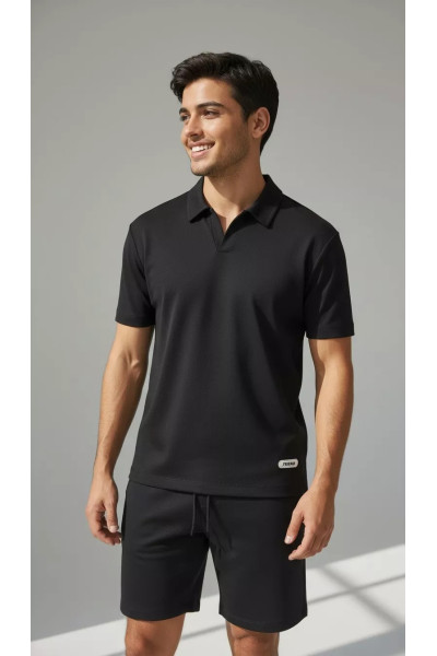 Ensemble Casual Homme : Polo Col Ouvert & Short Assorti | Tunisie