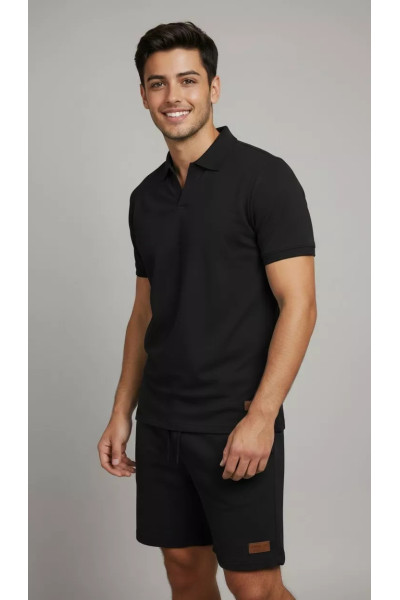 Ensemble Casual Homme : Polo Col Ouvert & Short Assorti | Tunisie