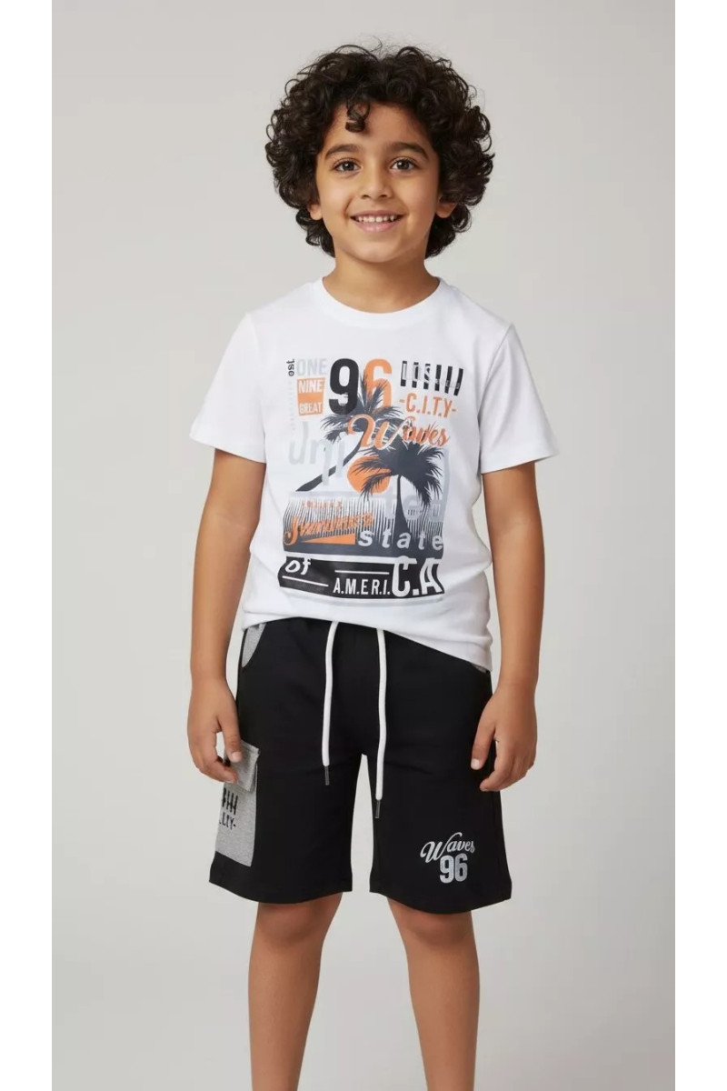 Ensemble Enfant Casual : T-shirt Imprimé Palmiers & Short Cargo | Tunisie