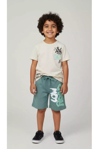 Ensemble Enfant Urban Casual : T-shirt & Short Imprimés Graffiti | Tunisie