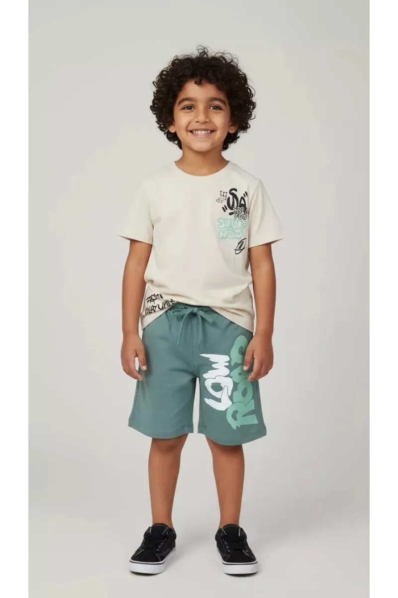 Ensemble Enfant Urban Casual : T-shirt & Short Imprimés Graffiti | Tunisie