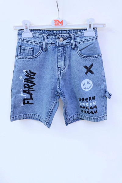 Short en Jean Imprimé Garçon Tunisie | Bermuda Denim Streetwear