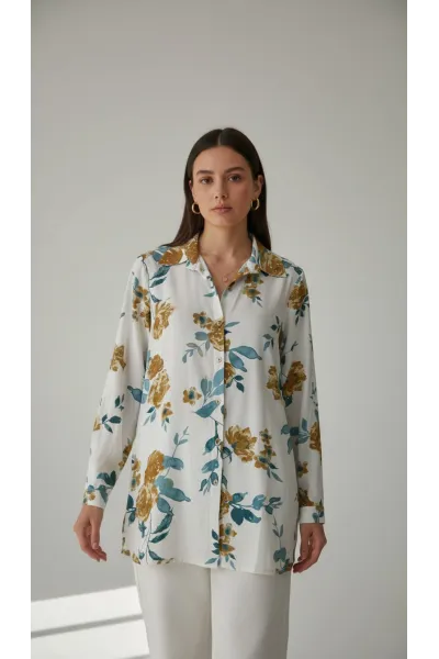 Chemise Imprimée Femme Tunisie | Chemisier Long Fluide Floral