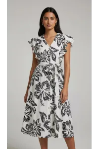 Robe Imprimée à Volants Tunisie | Robe-Chemise Longue Fluide