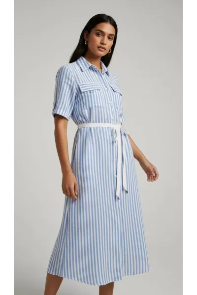 Robe-Chemise à Rayures Femme Tunisie | Robe Saharienne Fluide
