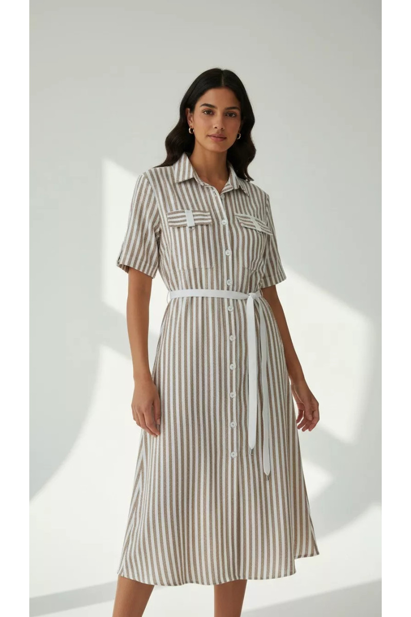 Robe-Chemise à Rayures Femme Tunisie | Robe Saharienne Fluide