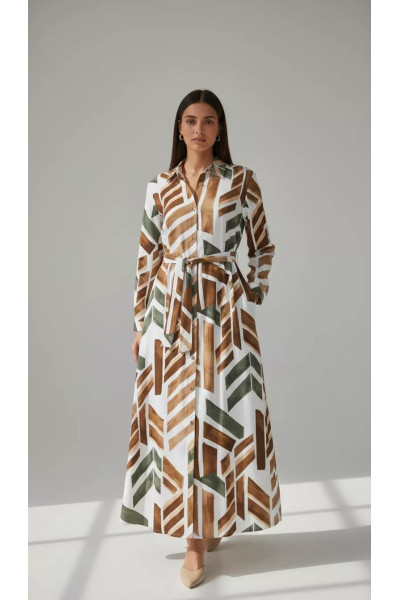 Robe Longue Imprimée Femme Tunisie | Robe-Chemise Maxi Fluide