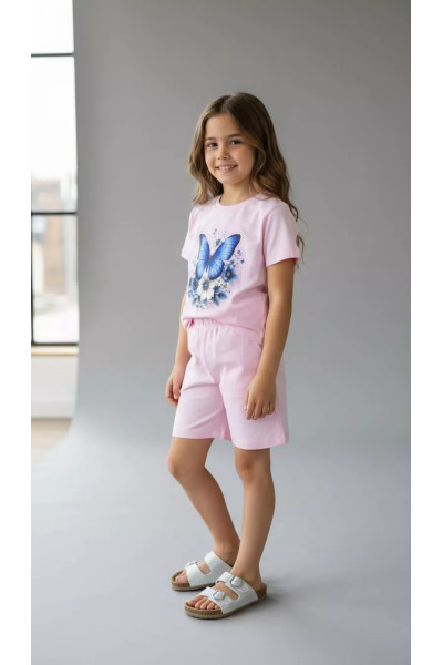 Ensemble Fillette T-shirt Papillon & Short | Mode Enfant Tunisie