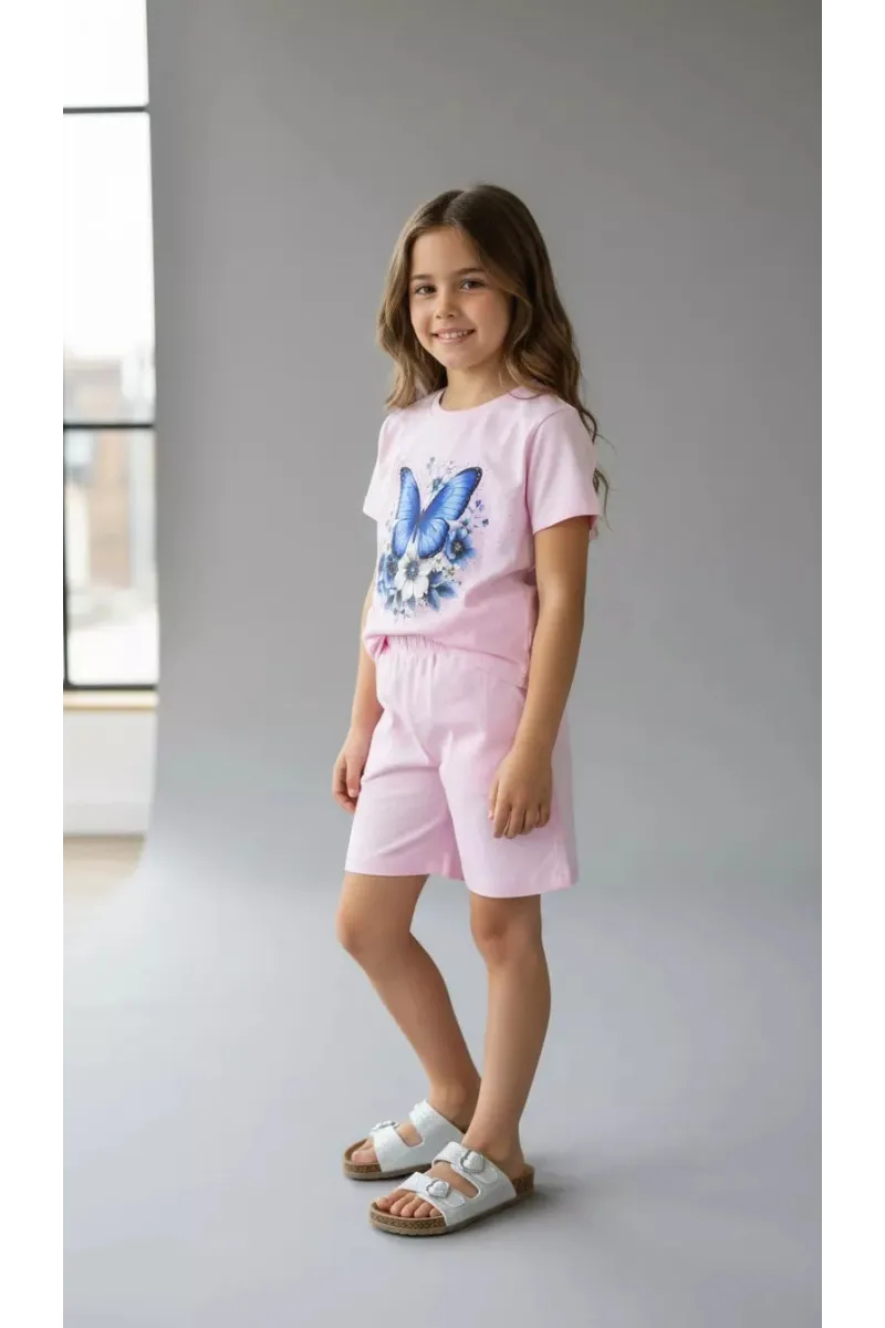 Ensemble Fillette T-shirt Papillon & Short | Mode Enfant Tunisie
