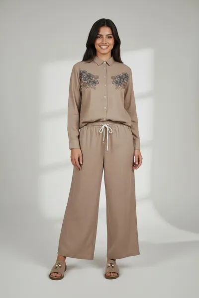Ensemble Femme Chemise Fleurie & Pantalon Large | Style Chic Tunisie