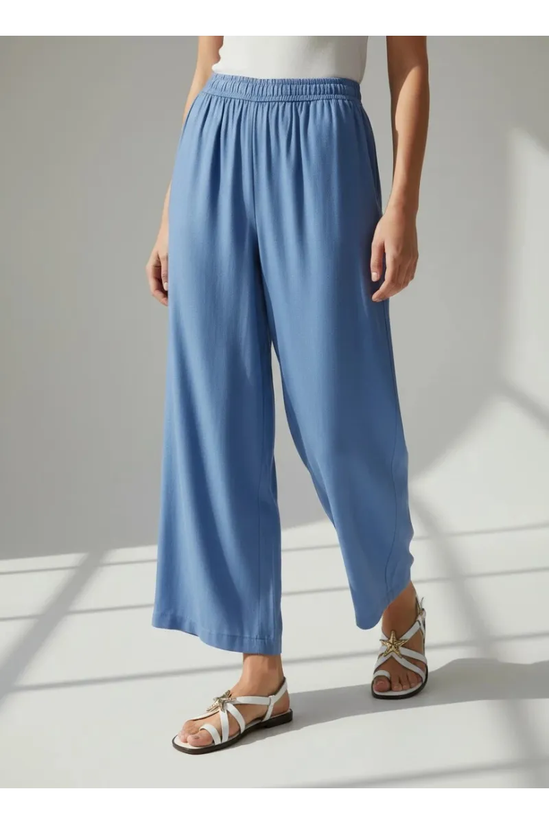 Pantalon Large Fluide Femme à Taille Élastique | Mode Tunisie