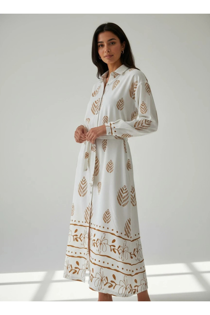Robe Longue Chemise Femme à Imprimés Végétaux | Mode Tunisie